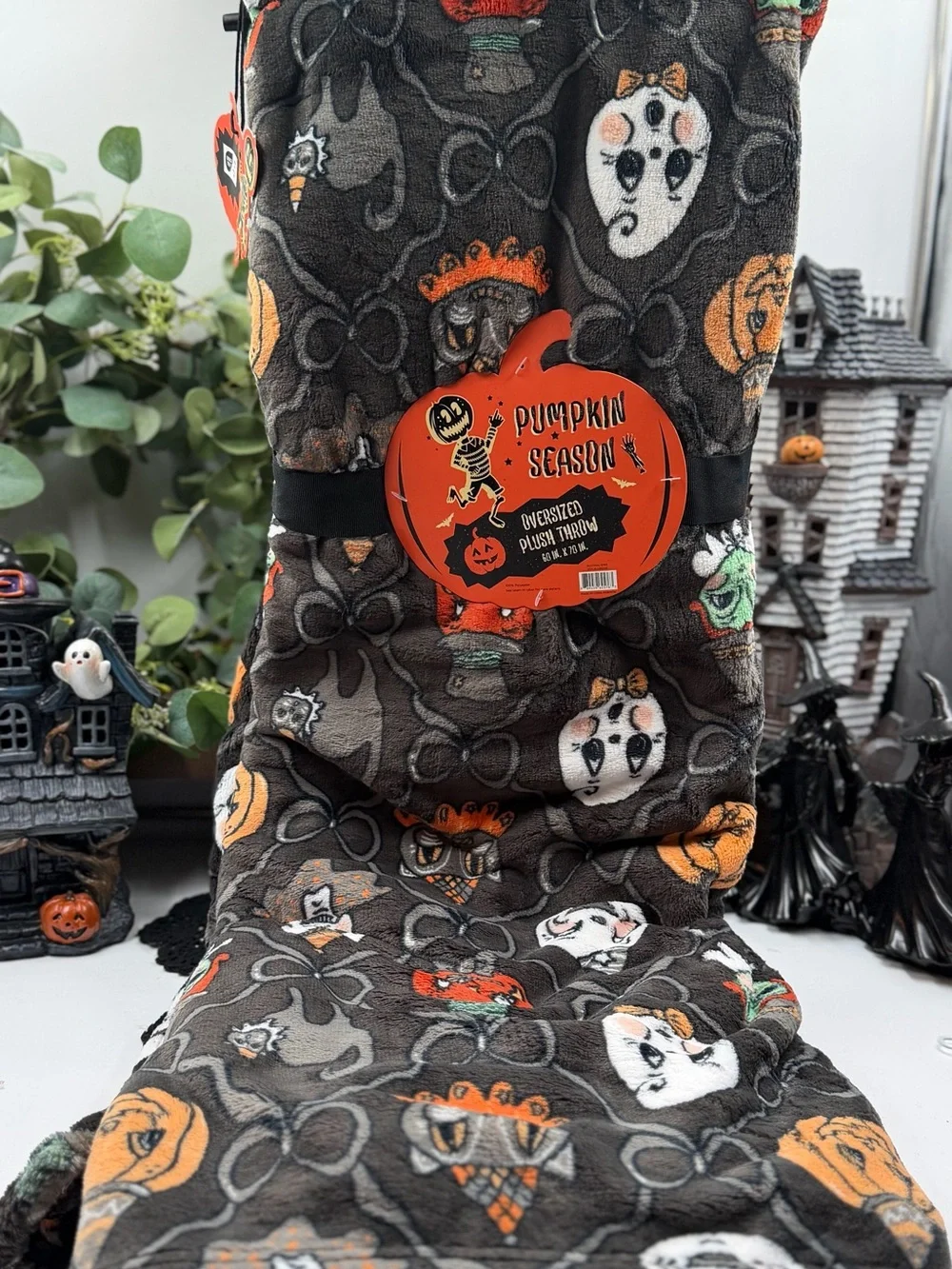 NEW Johanna Parker Inspired Halloween Pumpkin Oversized Plush Throw 60x70